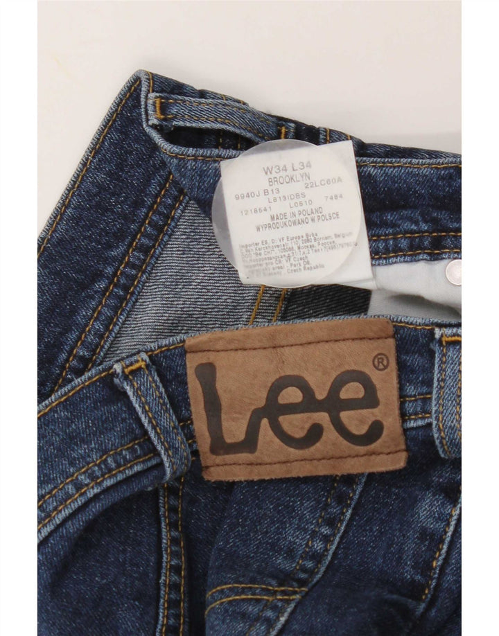 Blugi Lee Brooklyn Straight pentru bărbați L34 L30 Bumbac bleumarin