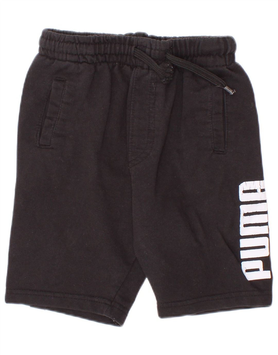 Pantaloni scurți sport grafic Puma pentru băieți 4-5 ani, bumbac negru