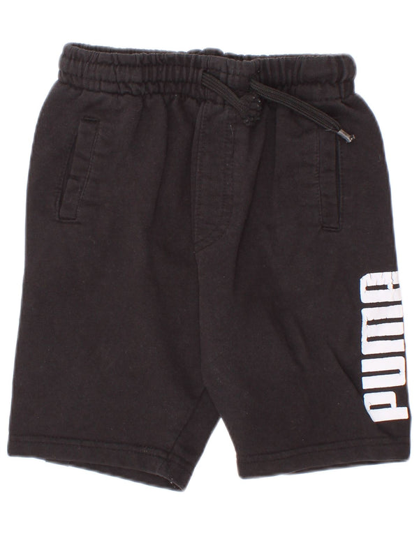 Pantaloni scurți sport grafic Puma pentru băieți 4-5 ani, bumbac negru