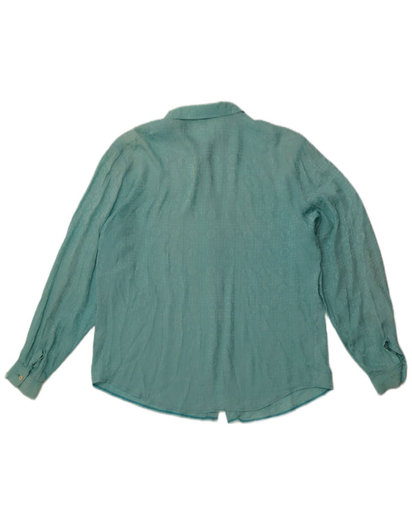 Bluză cămașă pentru femei VINTAGE IT 48 XL Albastru Geometric Acetat