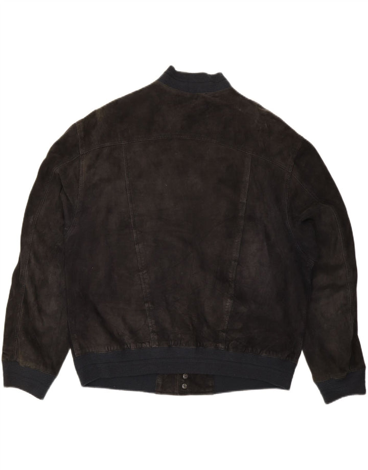 Bomber VINTAGE pentru bărbați din piele intoarsa IT 54 2XL din piele neagră