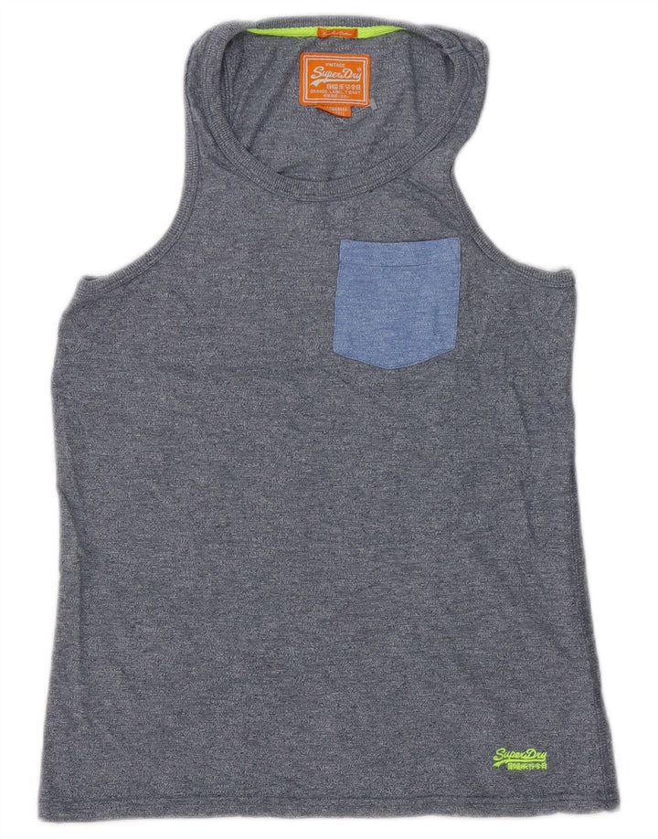 Vestă Superdry pentru bărbați, mic, albastru, bumbac cu pete