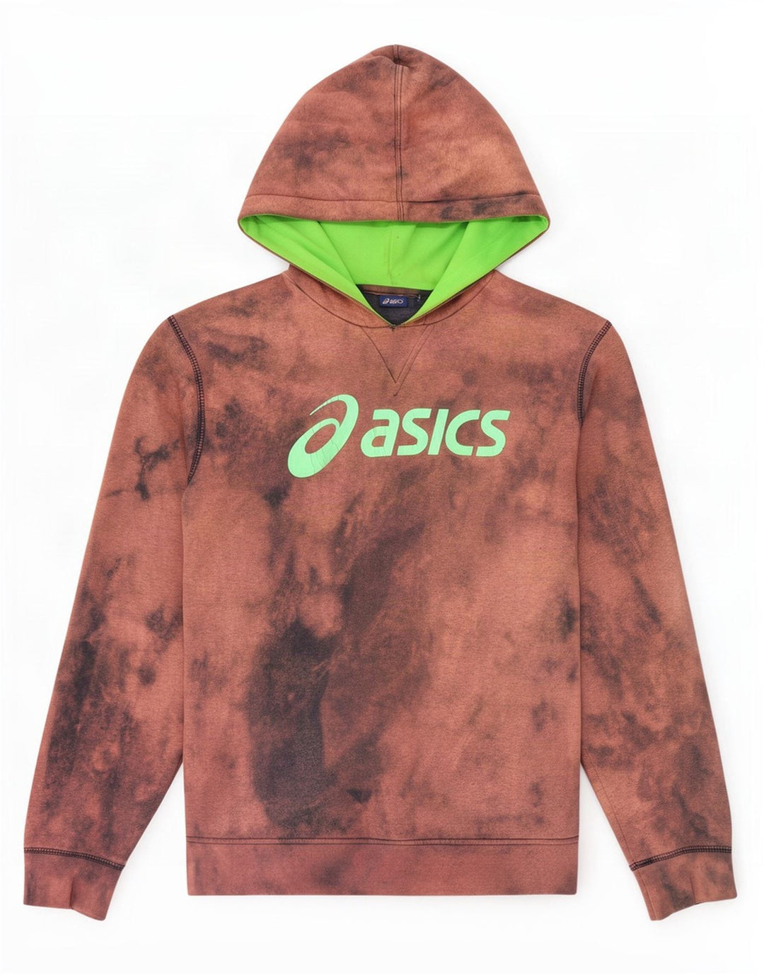 Pulover Asics pentru bărbați cu capota, maro mediu Tie Dye