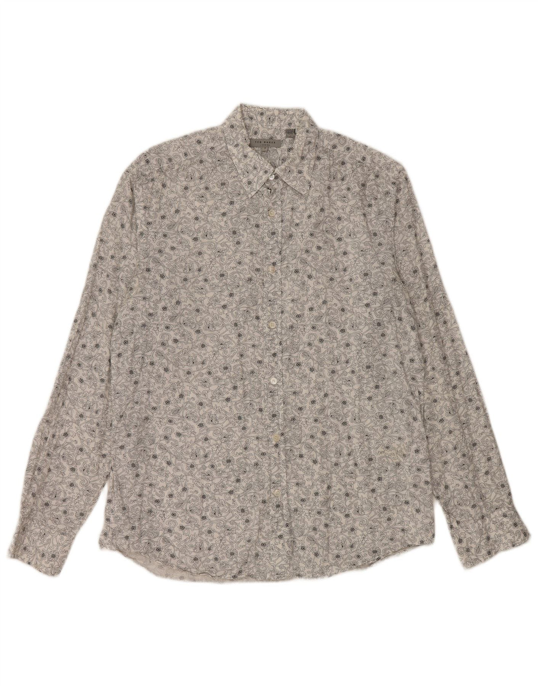 Cămașă pentru bărbați TED BAKER Mărimea 3 Bumbac Floral Alb Mediu