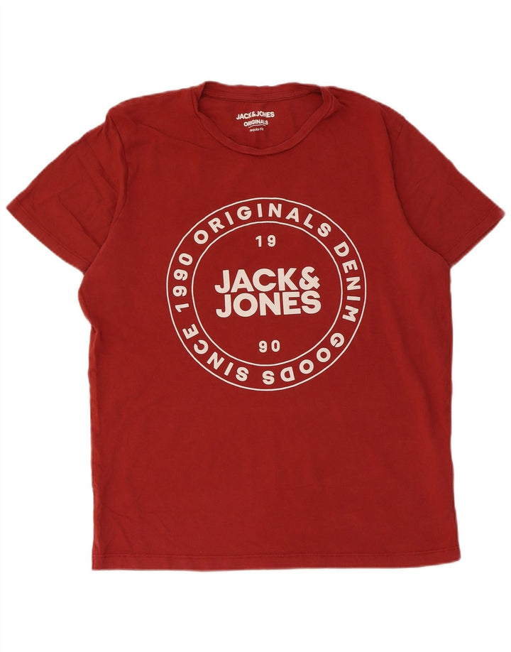 JACK & JONES Tricou grafic pentru bărbați, cu croiala normală, top, bumbac roșu mediu