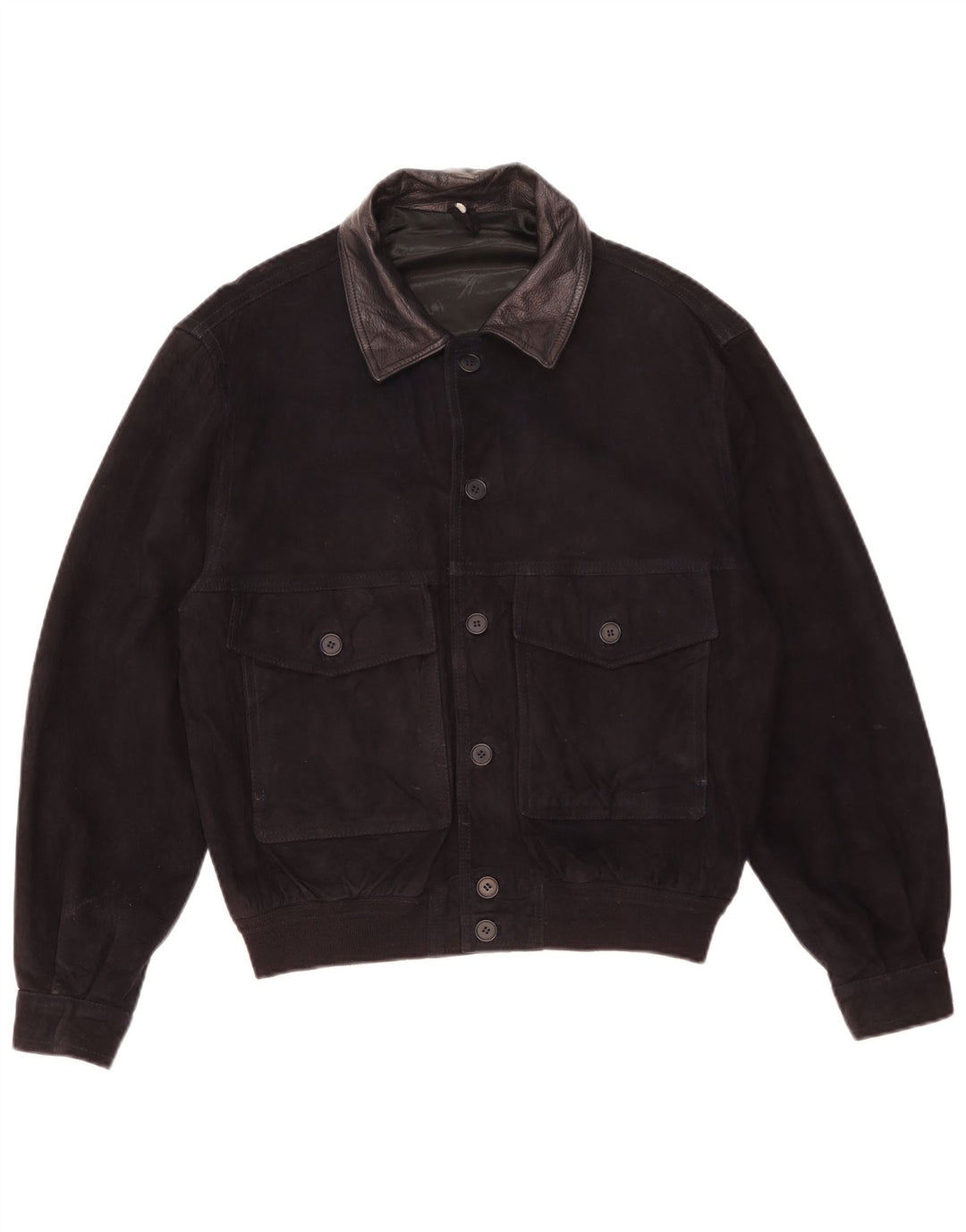 Jachetă Bomber Vintage pentru bărbați din piele intoarsa IT 52 XL din piele neagră