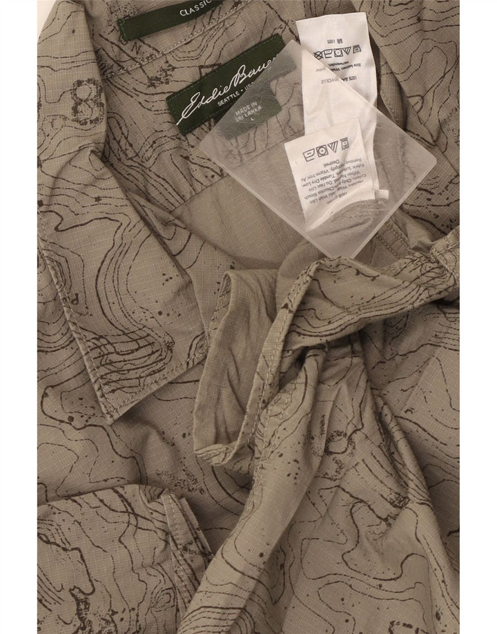Cămașă pentru bărbați cu model abstract Eddie Bauer, cu potrivire clasică, mare, bej, bumbac