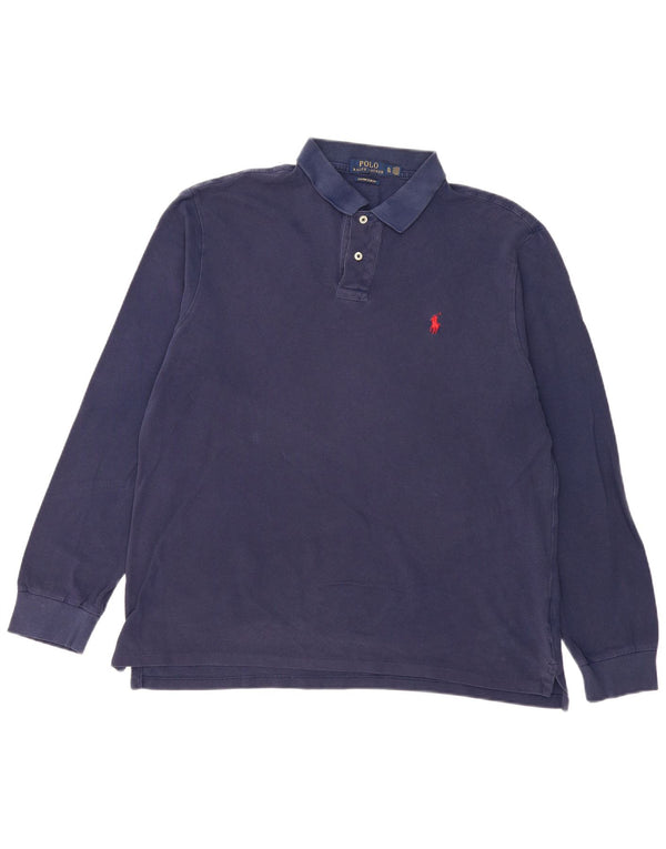 POLO RALPH LAUREN Mens Custom Slim Fit Long Sleeve Polo Shirt XL Navy Blue