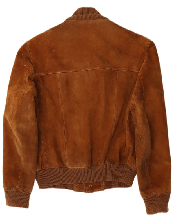 Bomber vintage pentru bărbați din piele intoarsa UK 38 Medium Brown Piele