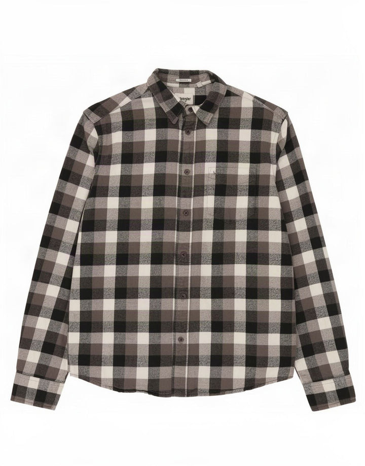 Cămașă de flanel Wrangler pentru bărbați, bumbac cu carouri, gri mic
