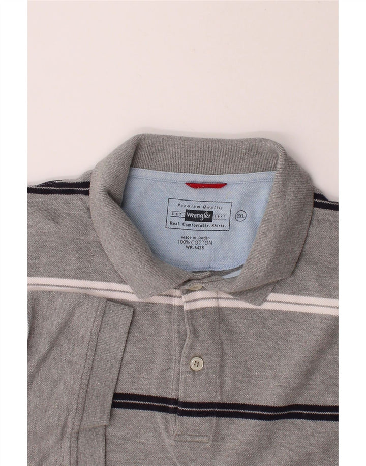 WRANGLER Mens Polo Shirt 2XL Grey Striped Cotton Vintage Wrangler and Second-Hand Wrangler from Messina Hembry 