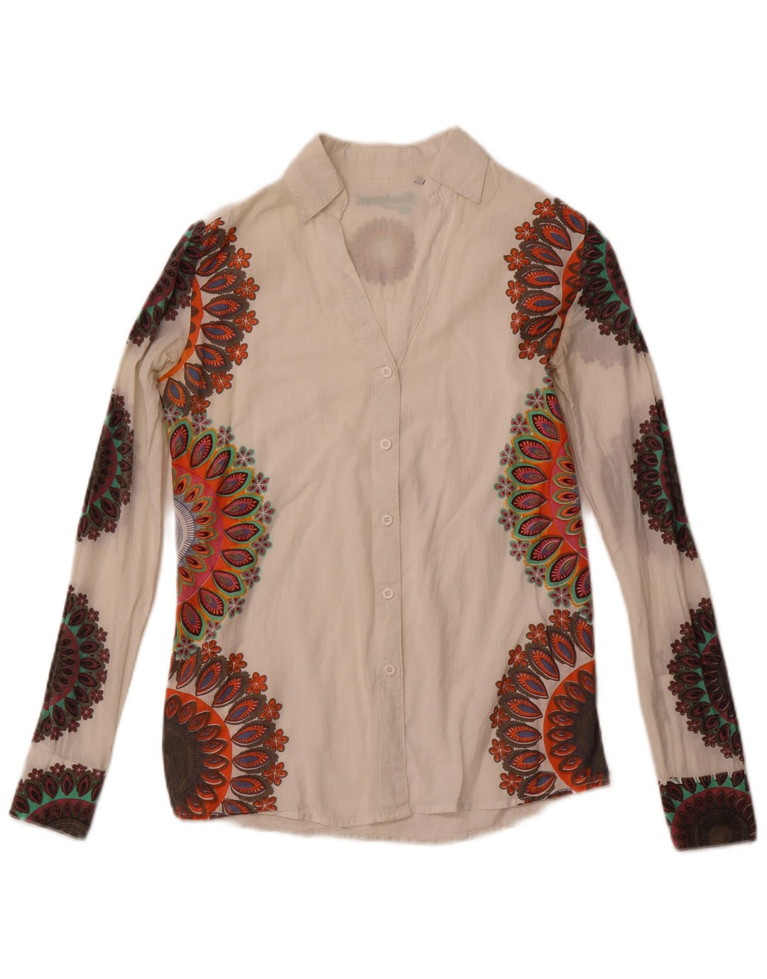 Cămașă grafică DESIGUAL pentru femei UK 6 XS Bumbac alb Paisley