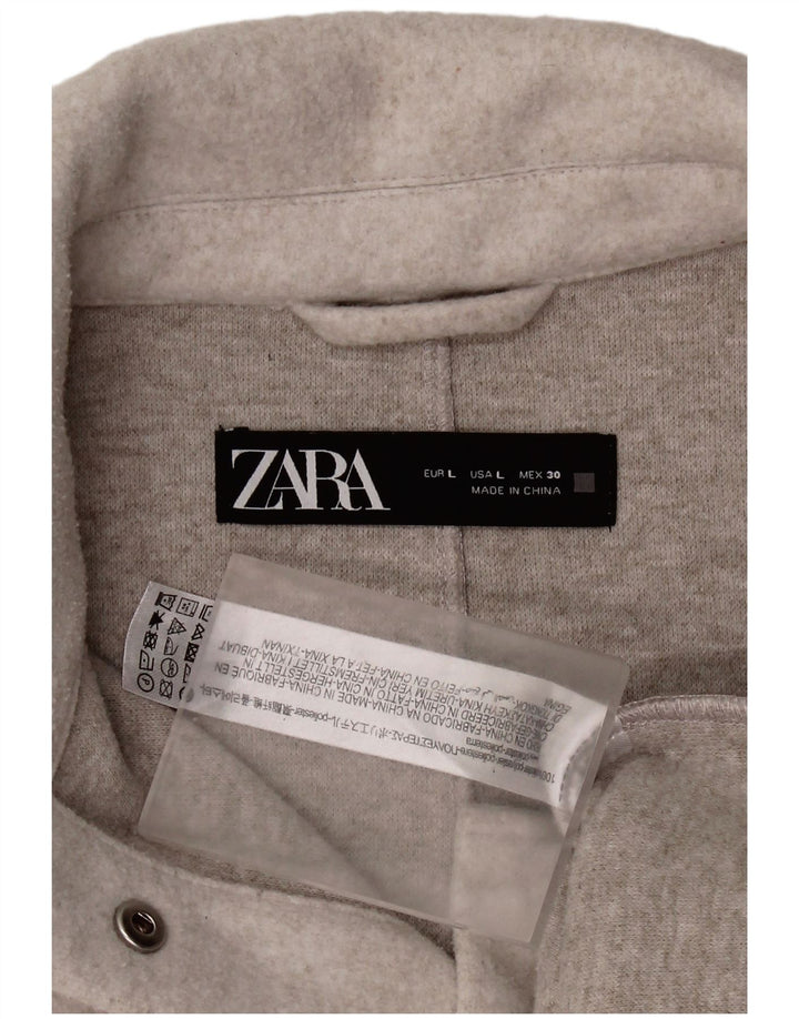 Cămașă oversize din lână pentru femei Zara UK 16, mare, gri, poliester
