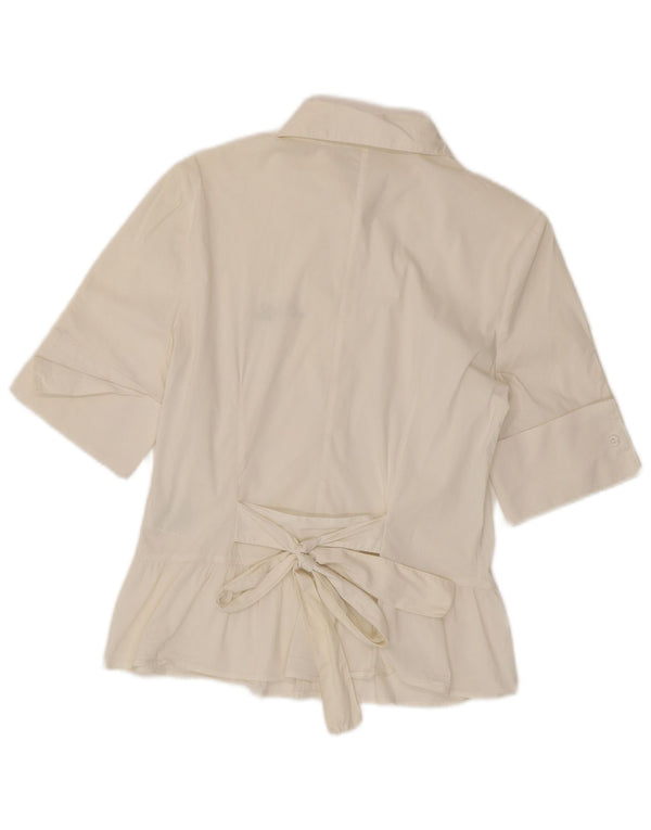 Liu Jo Womens Short Sleeve Shirt IT 44 Medium White Cotton