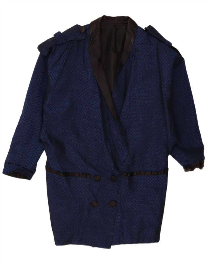 Palton dublu pentru femei vintage UK 16 mare bleumarin geometric