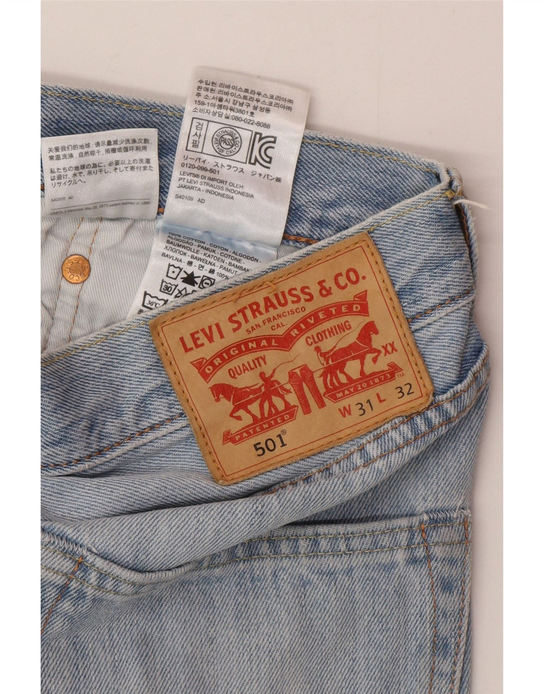 Pantaloni scurți Levi's 501 Denim W31 Medium Blue Bumbac