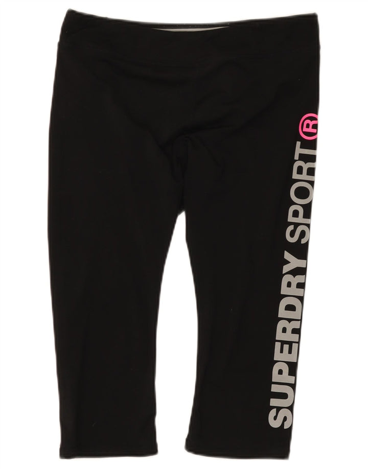 Leggings Capri grafic Superdry pentru femei UK 12 Poliester mediu negru