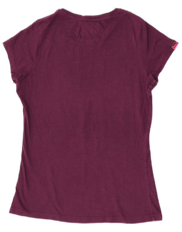 Tricou grafic Superdry pentru femei Top UK 14, mare, mov, bumbac