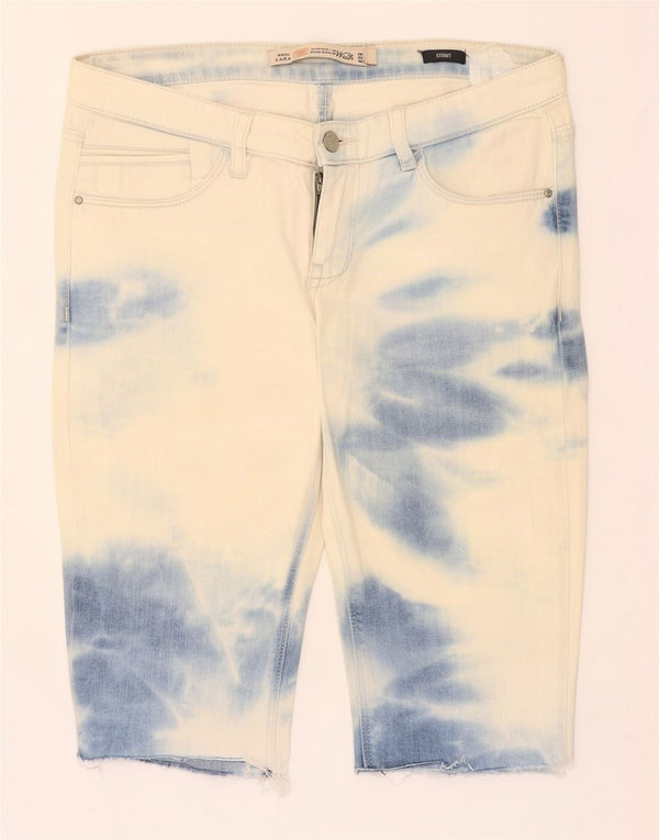 Pantaloni scurți din denim skinny Trafaluc pentru femei Zara EU 38 Small W28 Blue Tie Dye