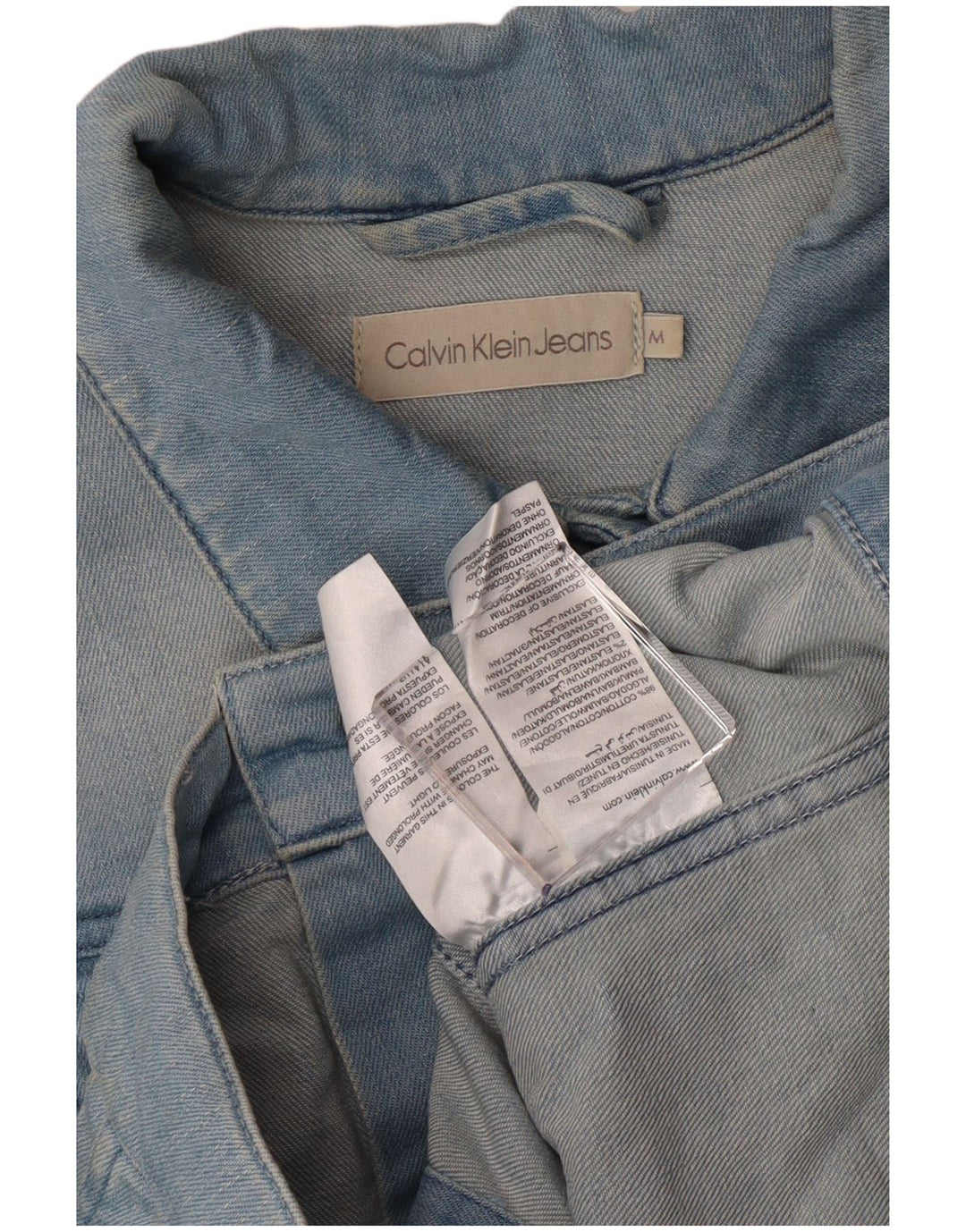 Calvin Klein Jeans Jachetă de denim crop pentru femei UK 12 Bumbac albastru mediu