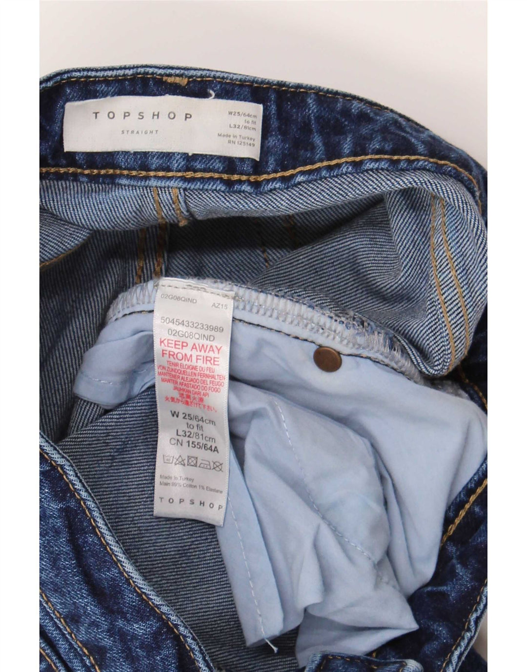 Blugi drepti pentru femei Topshop L25 L26 Bumbac albastru