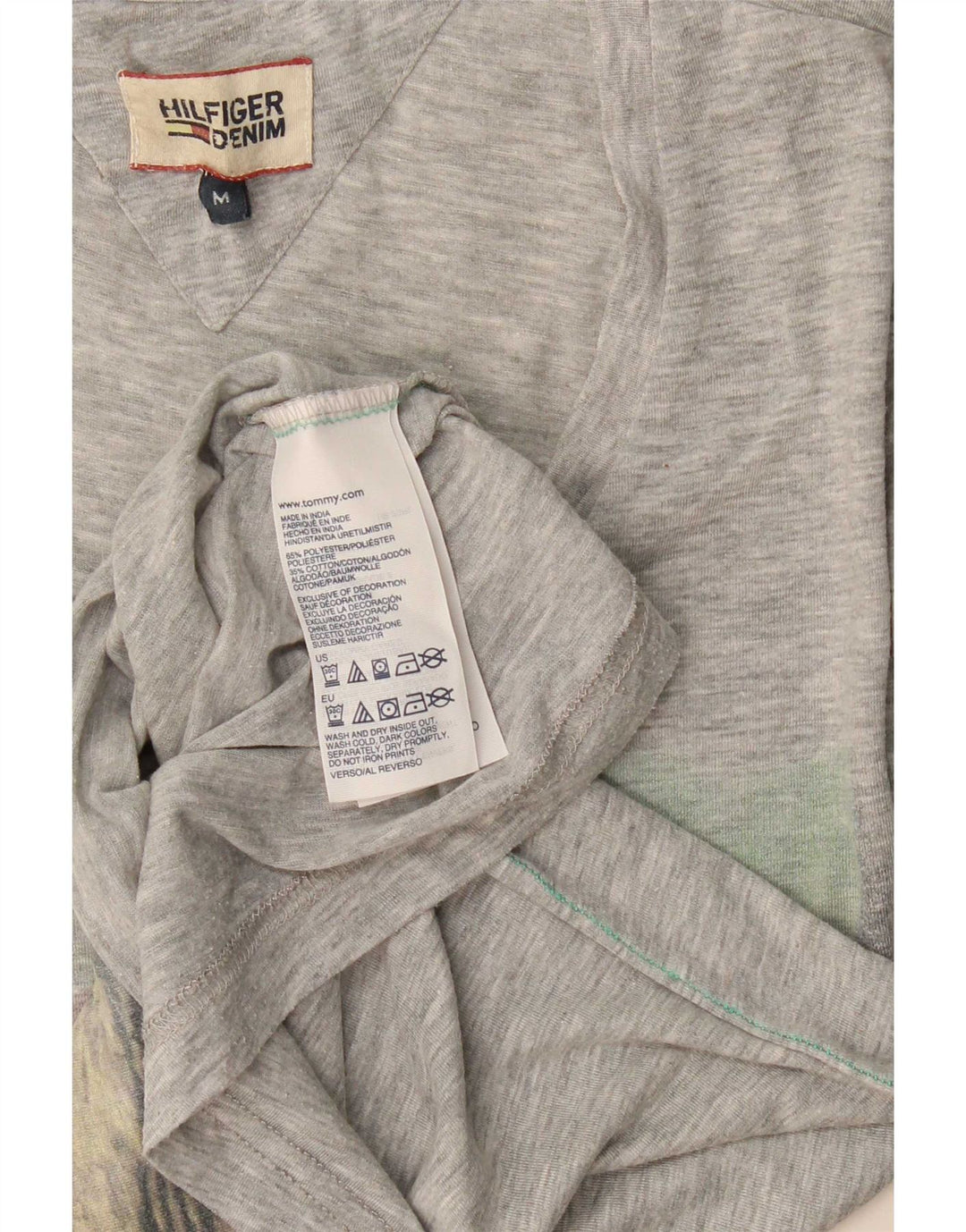 Tricou grafic Tommy Hilfiger pentru bărbați Top Medium Gri din poliester cu pături