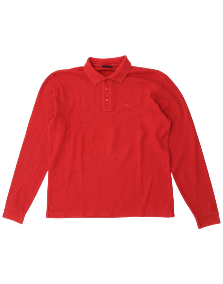 Tricou polo pentru bărbați Fila cu mânecă lungă, roșu mediu