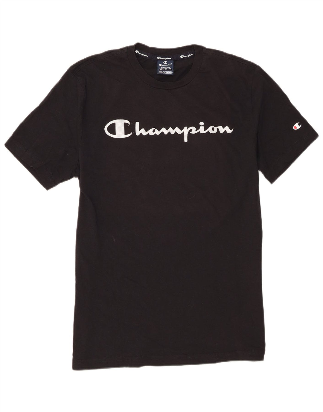 Tricou grafic Champion pentru bărbați Top mediu din bumbac negru