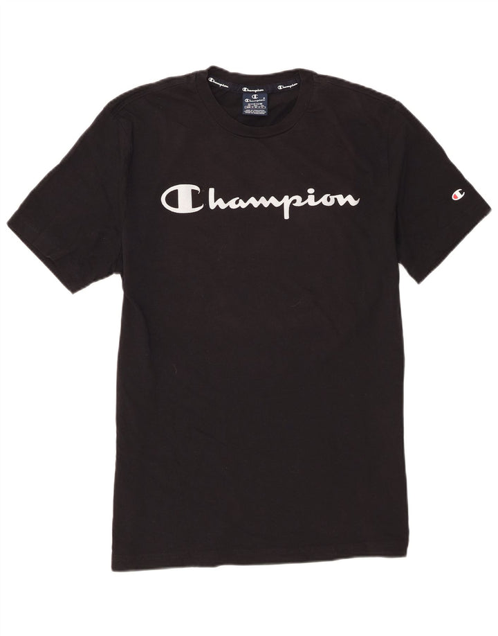 Tricou grafic Champion pentru bărbați Top mediu din bumbac negru