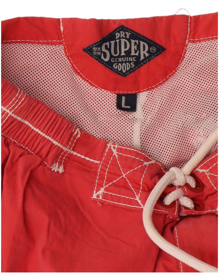 Pantaloni scurți de înot grafic pentru bărbați Superdry, poliester roșu mare