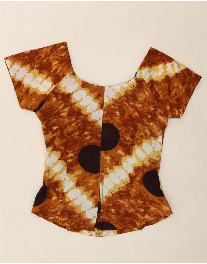 VINTAGE Womens Blouse Top UK 12 Medium Brown Tie Dye Vintage Vintage and Second-Hand Vintage from Messina Hembry 