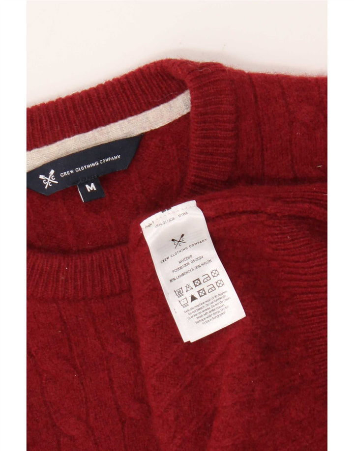 Crew Clothing Pulover pentru bărbați cu gât, lână de miel roșie medie