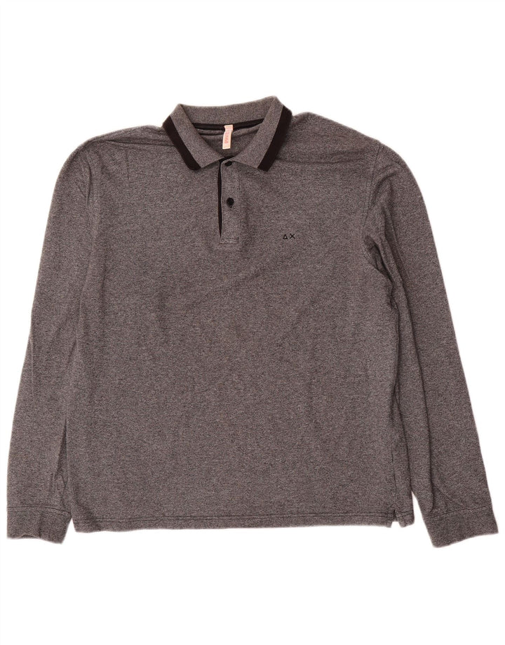 Sun68 Tricou polo cu mânecă lungă pentru bărbați XL bumbac gri