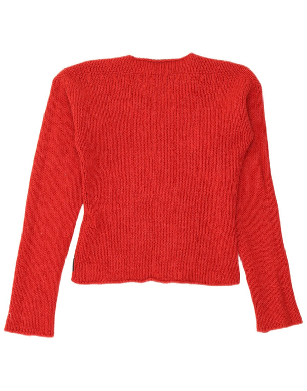 Pulover cu decolteu în V pentru femei Armani Jeans UK 14 Large Red