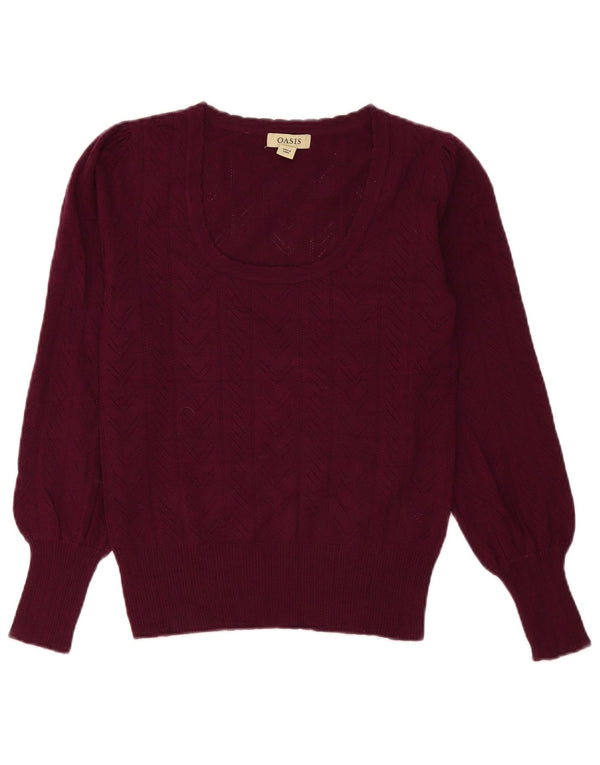 Pulover Oasis pentru femei cu decolteu cu barcă, UK 10, viscoză burgundy mic