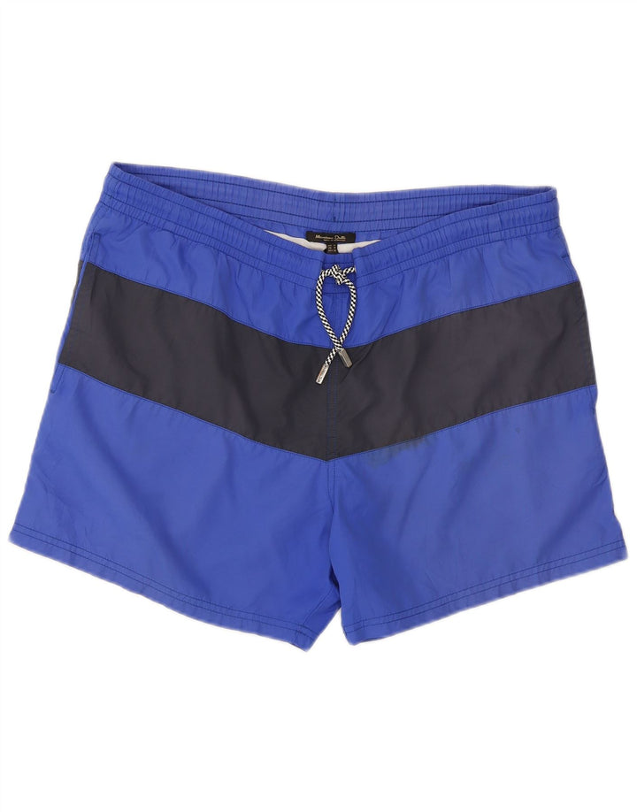 Pantaloni scurți de înot Massimo Dutti pentru bărbați, albastru mediu, color block