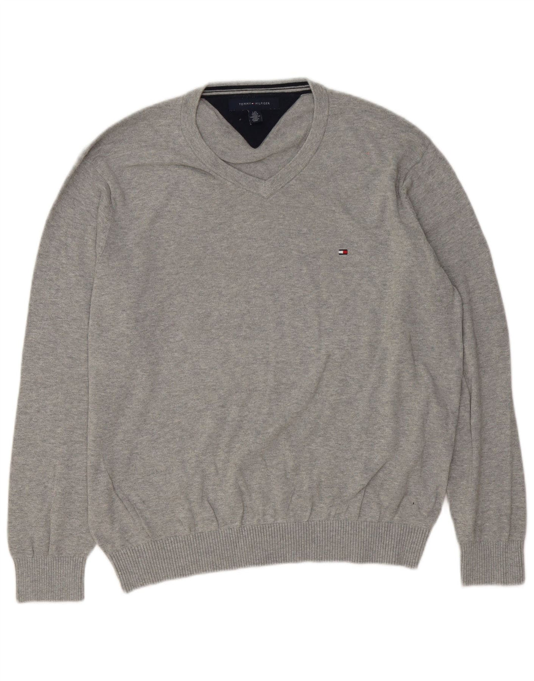 Pulover pentru bărbați Tommy Hilfiger, cu decolteu în V, mare, gri, bumbac