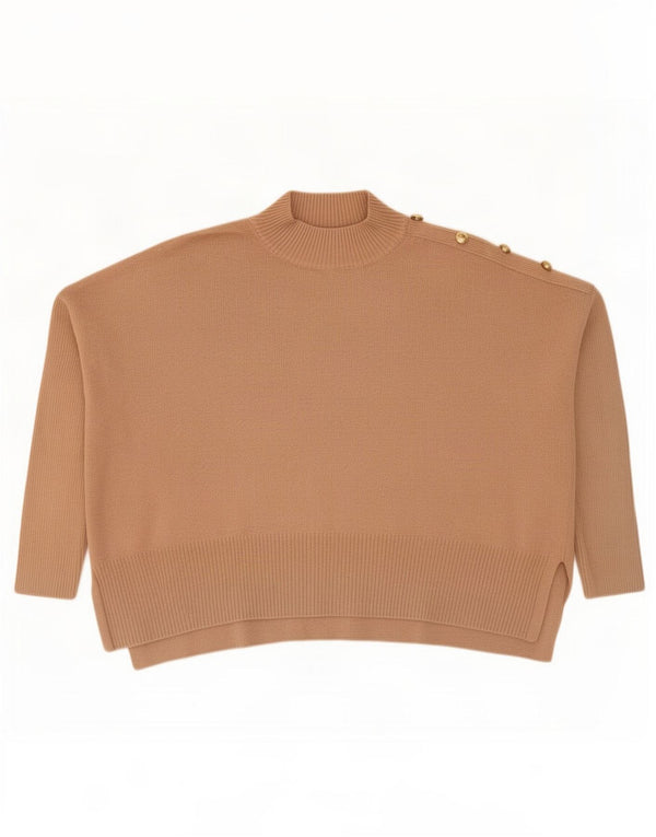 Pulover de damă Barbour cu gât țestoasă supradimensionat, bumbac mic, bej, UK 8