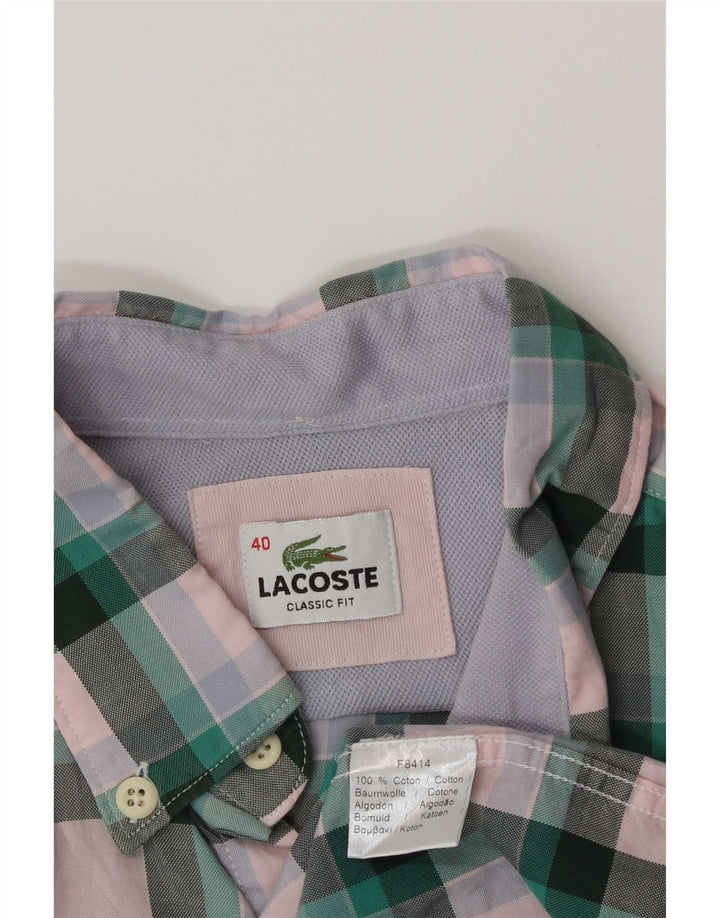 Cămașă pentru bărbați Lacoste Classic Fit Mărimea 40, bumbac cu carouri verde mediu