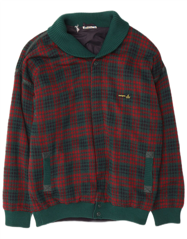 Pulover cardigan pentru bărbați NAVIGARE XL verde check