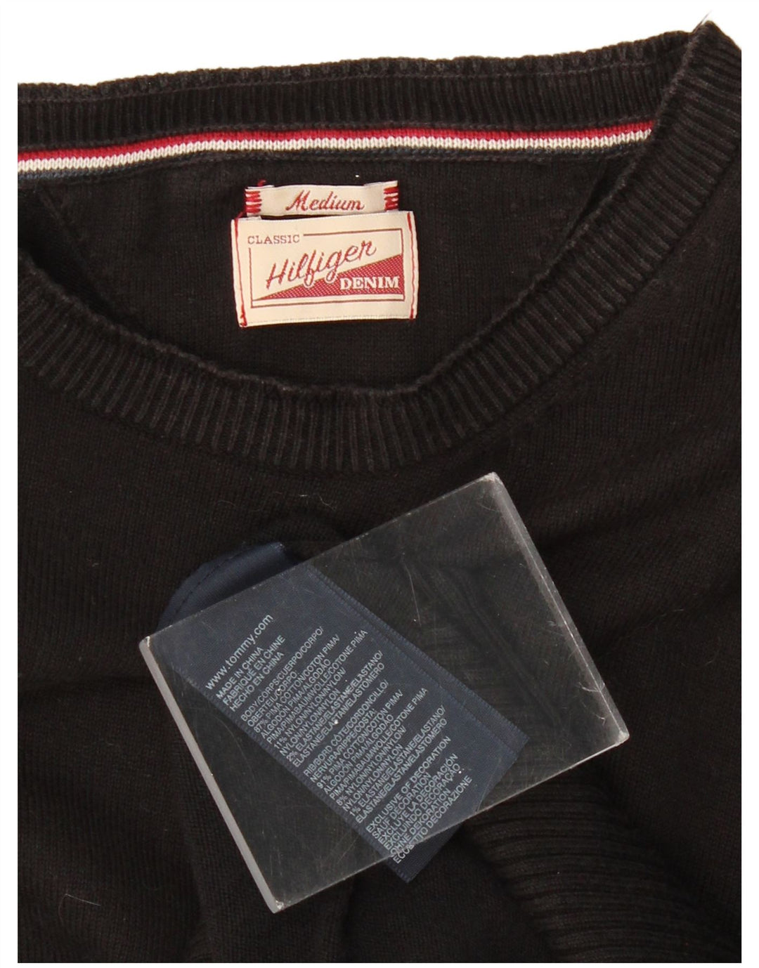 Pulover pentru bărbați TOMMY HILFIGER Pulover cu gât de barcă, bumbac mediu negru