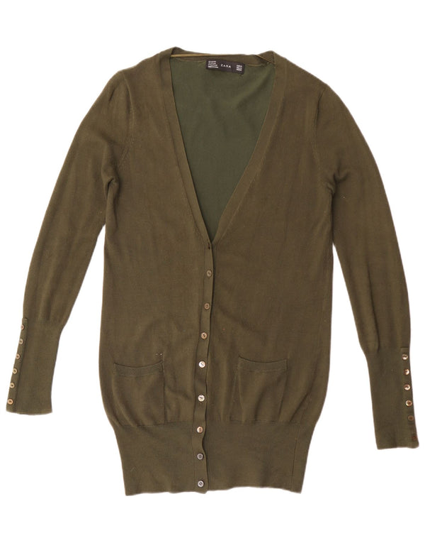 Pulover cardigan pentru femei Zara UK 12 Medium Khaki Rayon