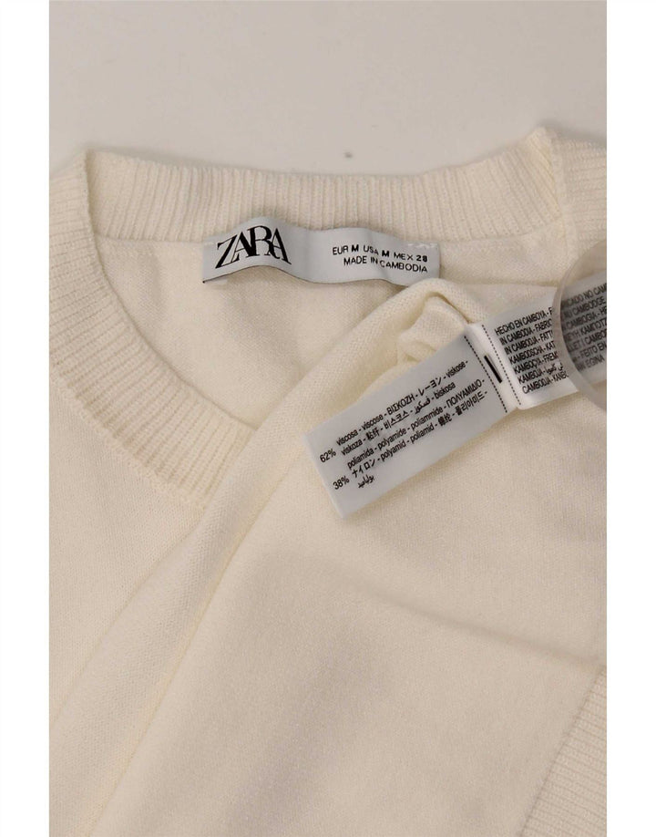 Top tricou pentru femei Zara UK 14 Medium White Viscose
