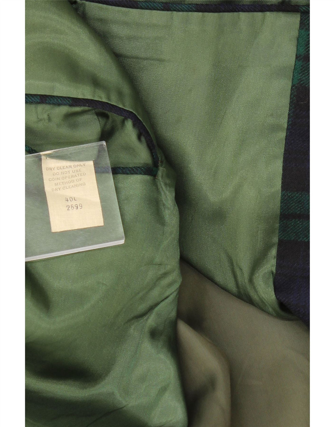 VINTAGE Mens Longline 3 Button Blazer Jacket UK 40 Large Navy Blue Check Vintage Vintage and Second-Hand Vintage from Messina Hembry 