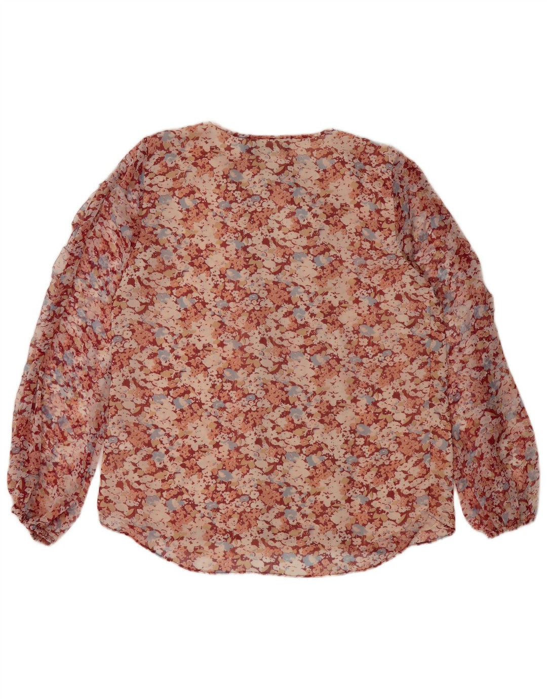 Bluză cu bluză transparentă pentru femei Ralph Lauren UK 16 Poliester floral, roșu, mare