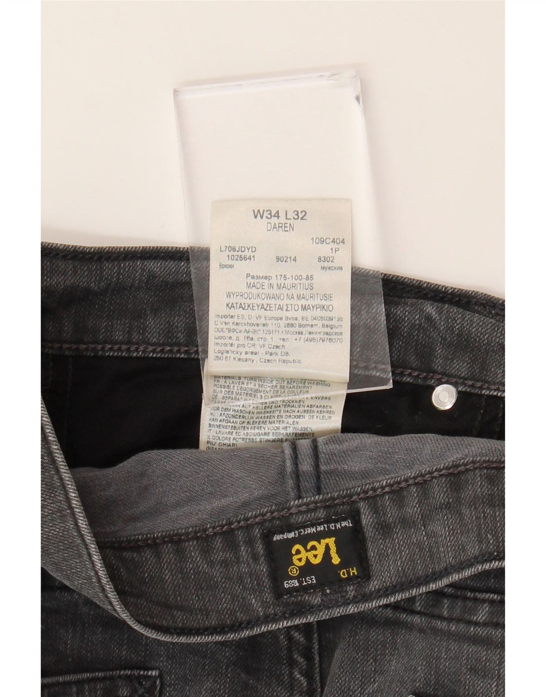 Blugi LEE Daren Straight pentru bărbați W34 L32 bumbac gri