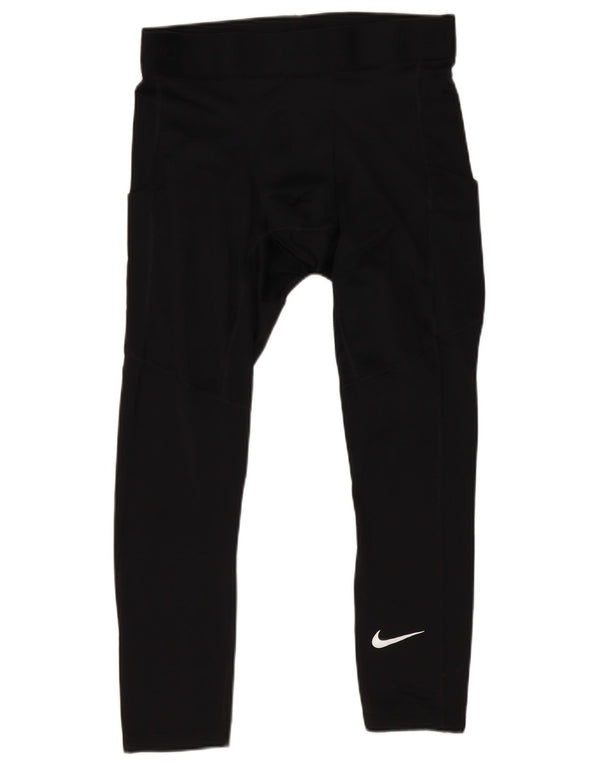 Leggings crop pentru femei Nike, strâns, UK 12 Poliester mediu negru