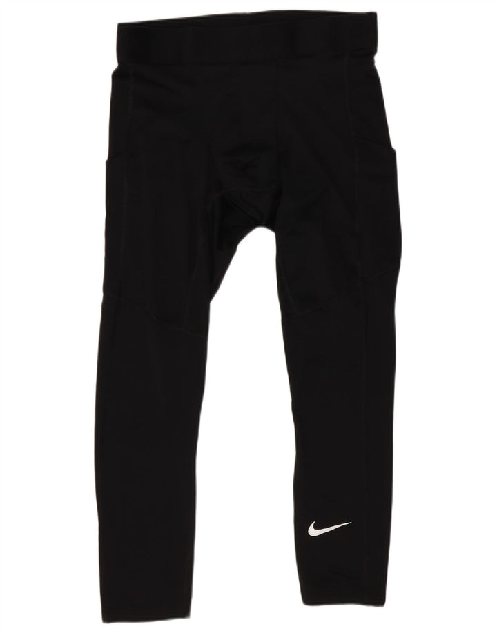 Leggings crop pentru femei Nike, strâns, UK 12 Poliester mediu negru