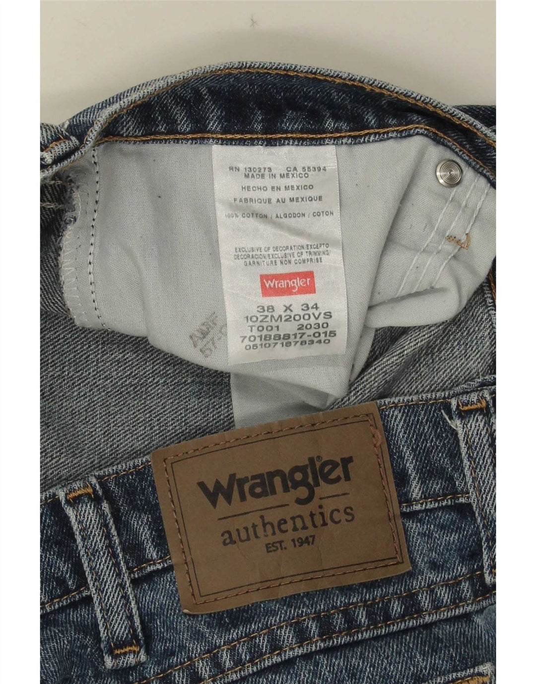 Blugi drepti pentru bărbați Wrangler W38 L34 Bumbac albastru