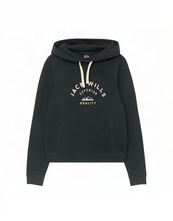 Jack Wills Pulover cu glugă cu grafică pentru femei UK 8 mic, verde, bumbac